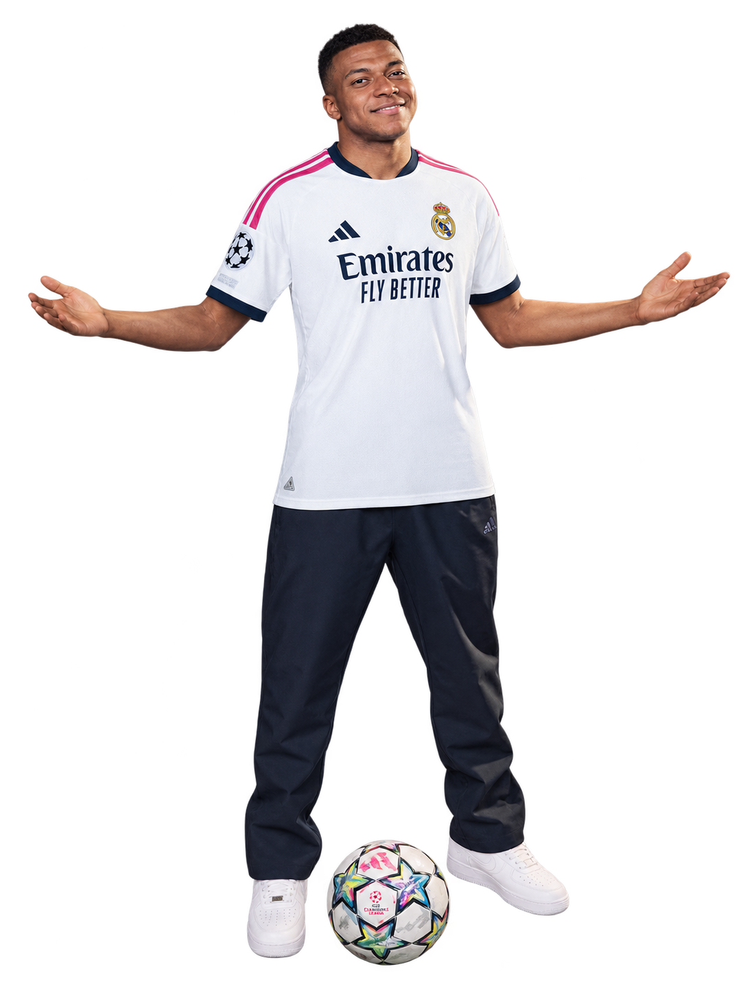 Kylian Mbappé con le mani aperte